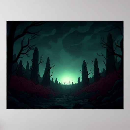 Poster Surreal Retro Farm Landscape with Rocket Launch Ar (Devant)