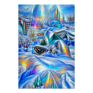 Poster Surreal Winter Wonderland avec lumière Iridescente