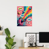 Poster Surréalisme rétro - Caméra Cosmique Pop Art (Bureau à domicile)