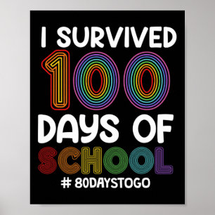 Poster Survécu 100 Jours D'École 80 Jours Pour Aller Ense