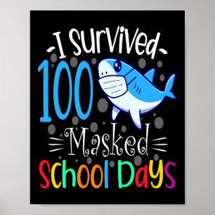 Poster Survie 100 journées scolaires masquées 2021 Profes