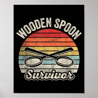 Poster Survivant à la cuillère en bois Humour d'enfance d