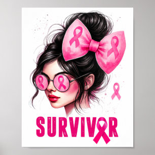 Poster Survivant Conscience du cancer du sein Pink Messy