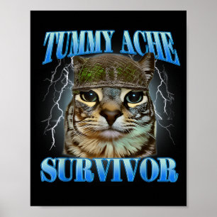 Poster Survivant de mal de ventre Mème de chat idiot Cita