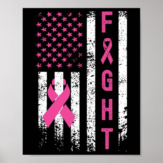 Poster Survivant du sein American Flag Cancer du sein Awa (Devant)