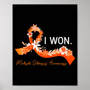 Poster Survivant J'ai gagné un ruban orange Sclérose en p