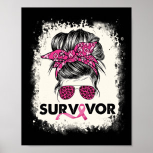 Poster Survivant Messy Bun Cerveau Sensibilisation au can