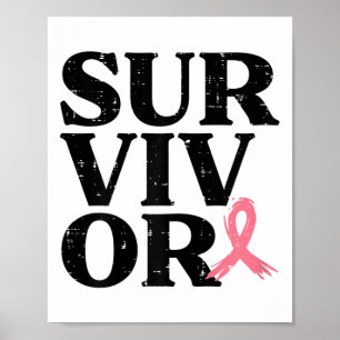 Poster Survivant Pink Ribbon Warrior Cancer du sein Décer