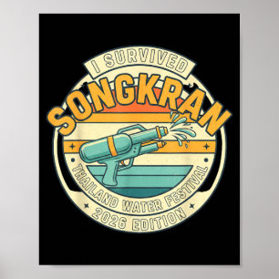 Poster Survivant Songkran 2026 drôle Nouvel An thaïlandai