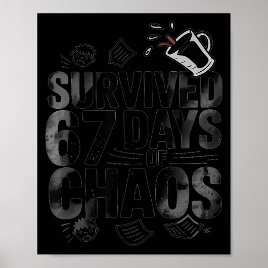 Poster Survived 67 Days Of Chaos Funny Teacher Coffee  (Devant)