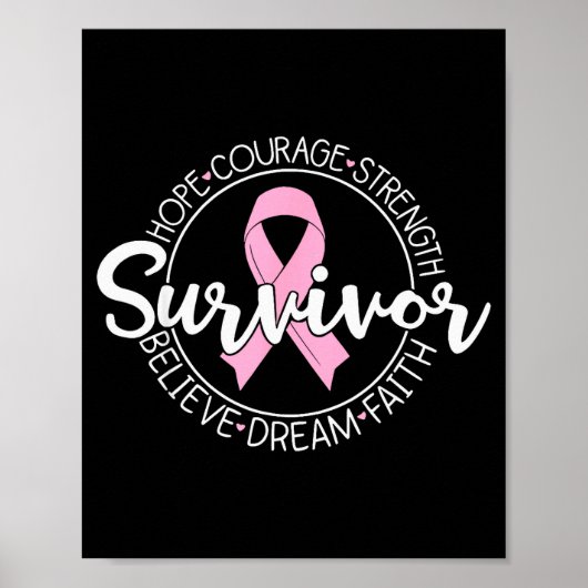 Poster Survivor Hope Courage Strength Believe Dream Faith (Devant)