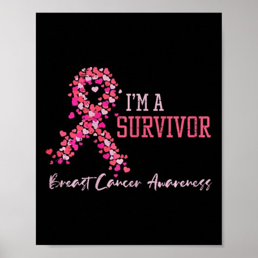 Poster Survivor Pink Ribbons Coeurs Cancer du sein Sensib (Devant)