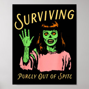 Poster Survivre uniquement grâce au rétro zombie Hallowee