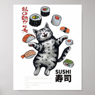 Poster Sushi Cat Harajuku Tokyo Japon Cat Cat Caf