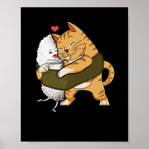 Poster Sushi Cat Kawaii Anime Neko Japonais