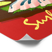 Poster Sushi de repas japonais noir (Coin)