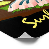 Poster Sushi de repas japonais noir (Coin)