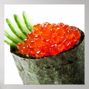 Poster Sushi d'Ikura (oeufs de poisson saumonés) Gunkan