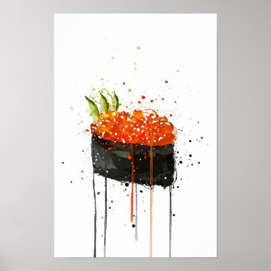 Poster Sushi Gunkan au Caviar Rouge (Devant)