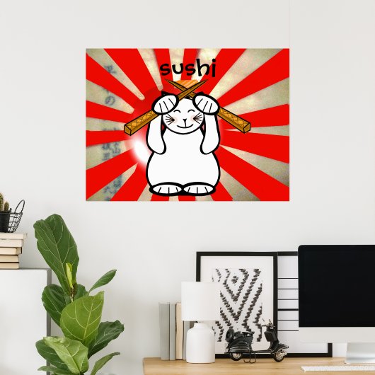 Poster Sushi Maneki Neko (Bureau à domicile)