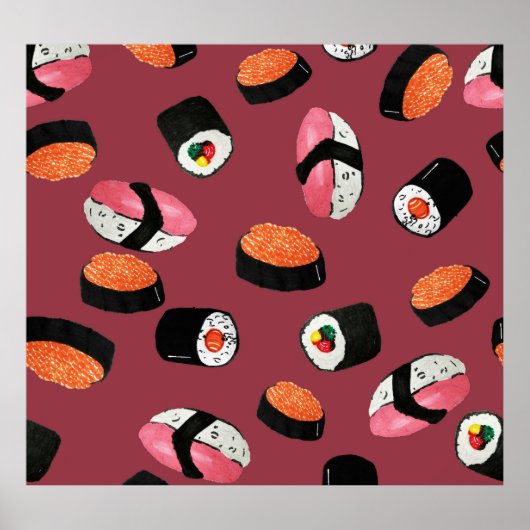 Poster Sushi Onigiri Rolls : Illustration transparente (Devant)