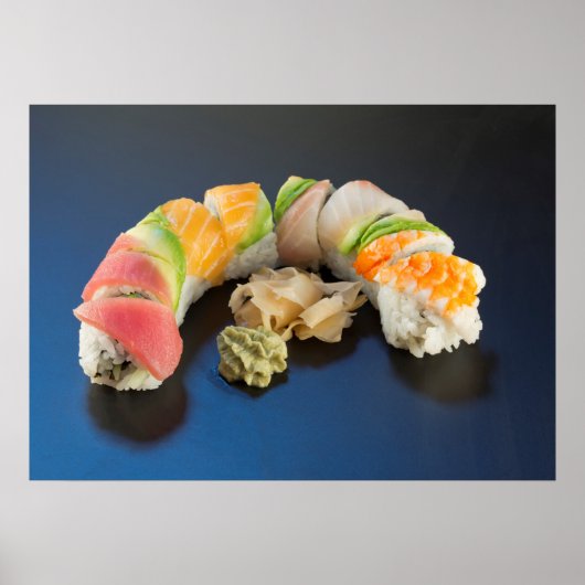 Poster Sushi Roll Arc-en-ciel (Devant)