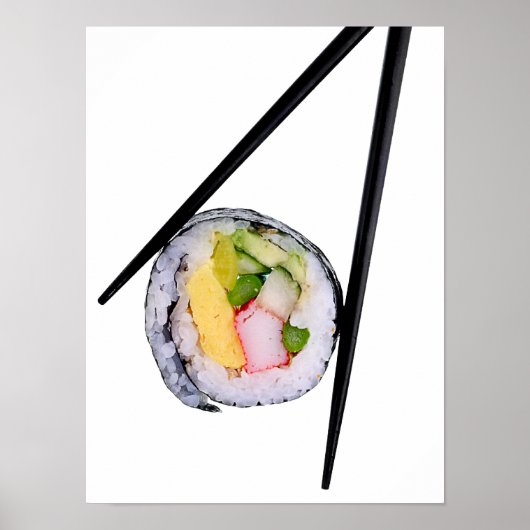 Poster Sushi Roll & Chopsticks - Customized Template (Devant)