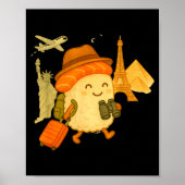 Poster Sushi Salmon Roll Loves To Travel (Devant)