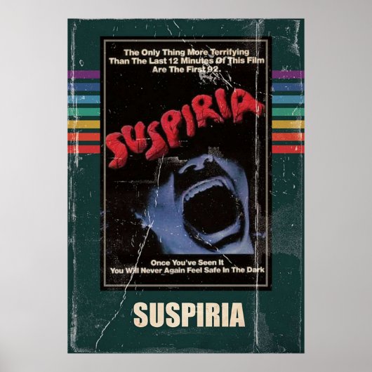 Poster Suspiria 1977 Horror Movie VHS Style (Devant)