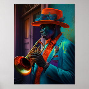 Poster Suve New Orleans Jazz Trumpet Player