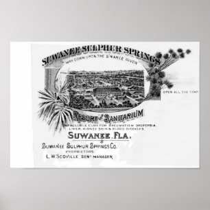 Poster Suwannee Springs historique, Florida suwannee rive
