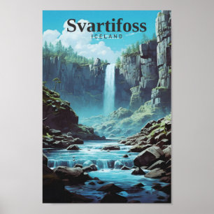 Poster Svartifoss Islande Art Vintage voyage