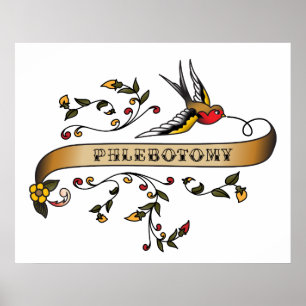 Poster Swallow and Scroll with Phlebotomy