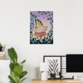 Poster Swallowtail Butterfly Cat on Mushroom Wall Art (Bureau à domicile)