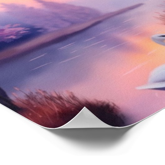 Poster swan in the pond during sunset (Coin)