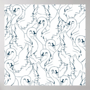 Poster Swan Motif Seamlessswan, motif, abstrait, dos