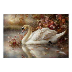 Poster Swan Pastel Autumn Foliage Peinture