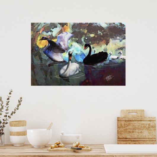 Poster Swans Natation (Cuisine)
