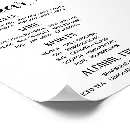 Poster Swash Font Calligraphy Classic Bar Menu Sign (Coin)