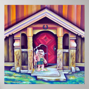 Poster Swedish Scandinavian Funny Watercolor  Troll