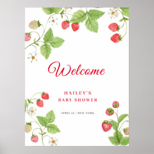 Poster Sweenery Baby shower aux fraises Bienvenue