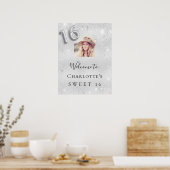 Poster Sweet 16 anniversaire argent parties scintillant p (Cuisine)