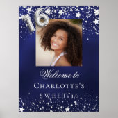Poster Sweet 16 bleu argent étoiles photo bienvenue (Devant)
