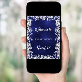 Poster Sweet 16 blue snowflakes welcome