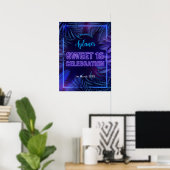 Poster Sweet 16 Neon Glow Anniversaire Bienvenue (Bureau à domicile)