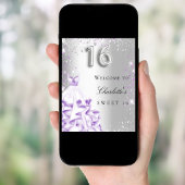 Poster Sweet 16 parties scintillant violet argent robe bi