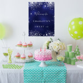 Poster Sweet 16 party bleu argent parties scintillant sci