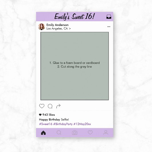 Poster Sweet 16 Quinceanera Party Prop Photo Booth Frame