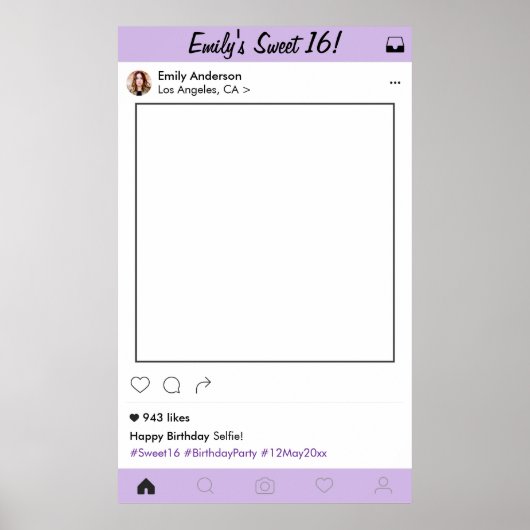 Poster Sweet 16 Quinceanera Party Prop Photo Booth Frame (Devant)