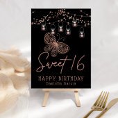 Poster Sweet 16 Rose Gold Butterfly Chic Moderne Annivers